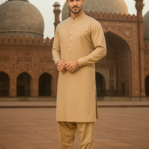 Grace Premium Men’s Shalwar Kameez – Beige Unstitched