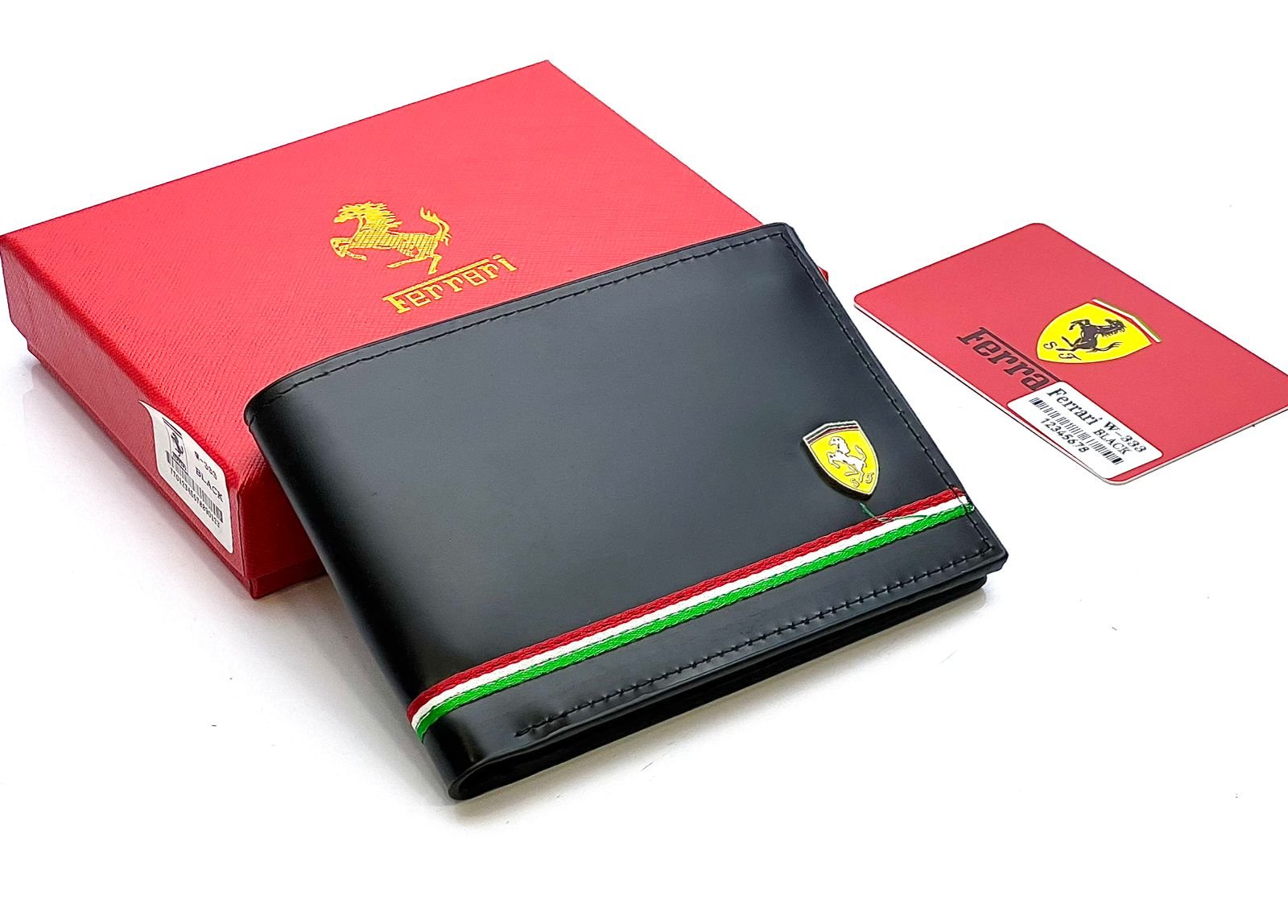 Ferrari Black Leather Bi-Fold Wallet - Image 2